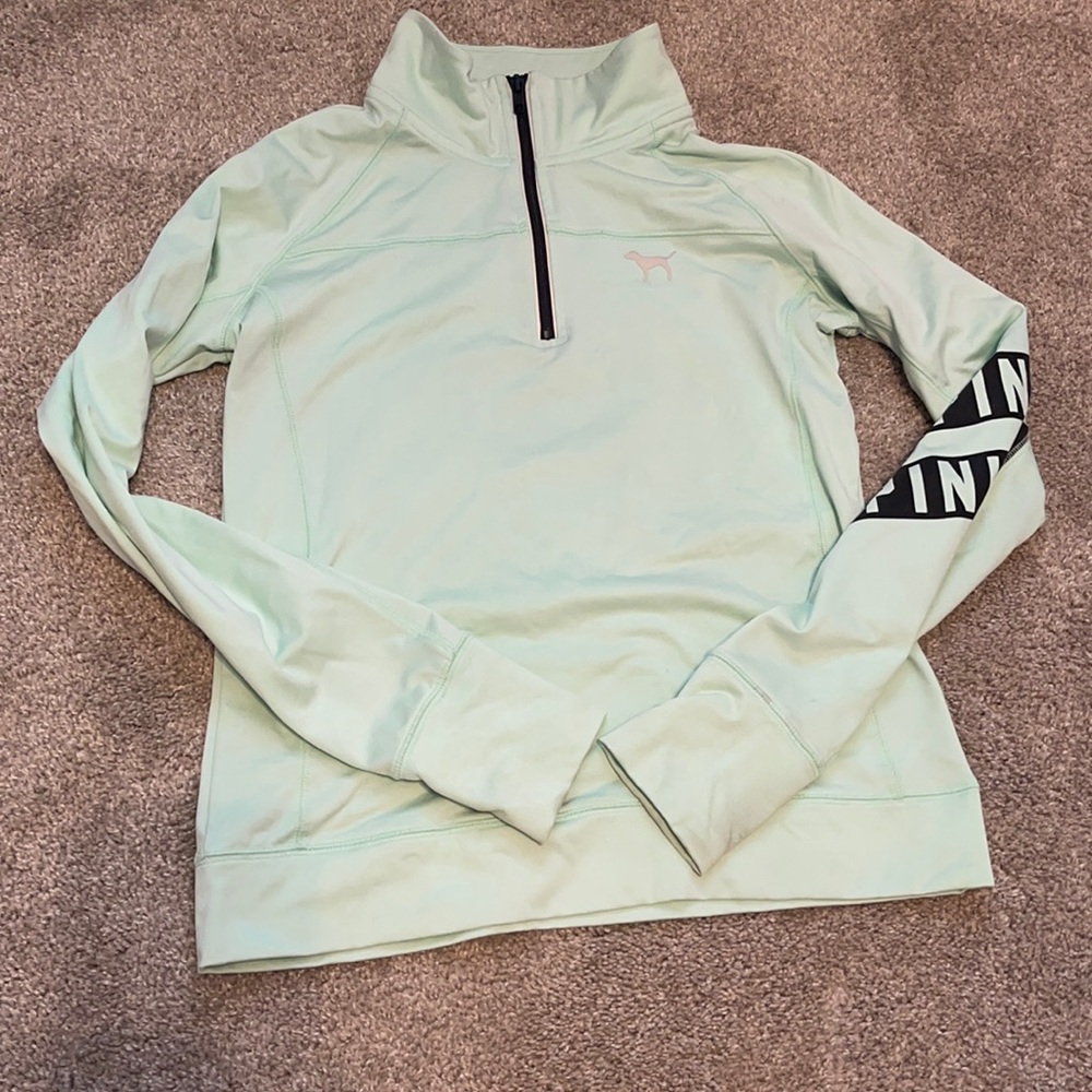 PINK quarter zip good condition. Mint green color